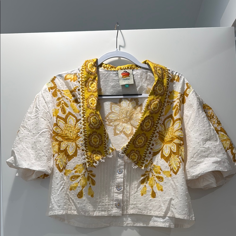 FARM Rio Yellow Floral Crop Top